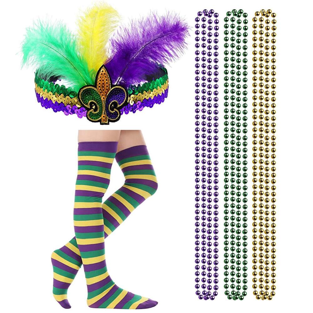 4224 Mardi Gras Fleur De Lis Headband,Mardi Gras Beads
